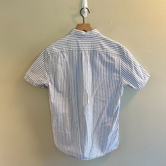 Goodthreads Short Sleeve Button Down Shirt Mens Size Large Slim Fit Stripe White - Picture 7 of 8